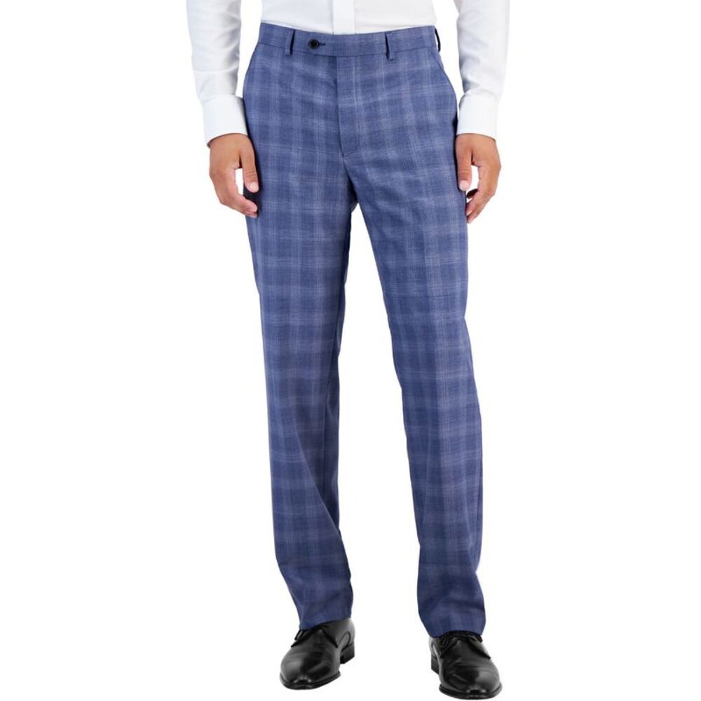 Lauren Ralph Lauren Mens Classic-Fit Wool Plaid Dress Pants 38W x 32L Blue - NWT